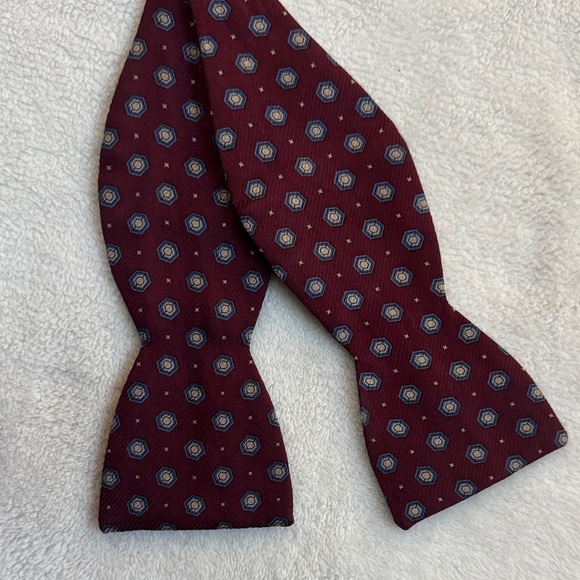 Classic Burgundy Polka Dot Silk Bow Tie by Beau Ties Ltd of Vermont - Picture 6 of 6